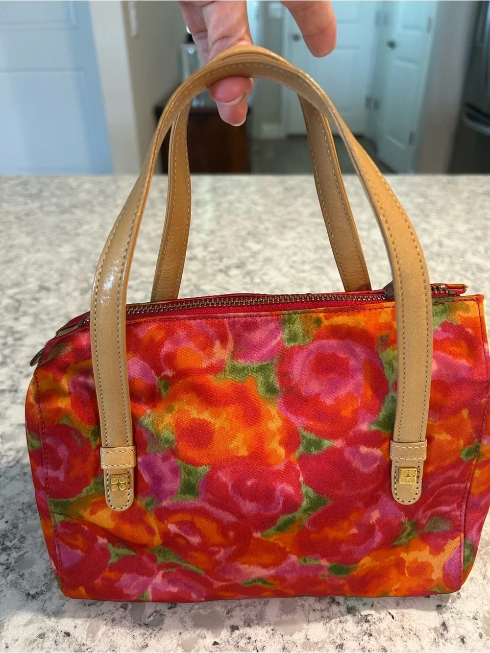 Kate Spade Floral Print Canvas Tote Bag in Red and Orange